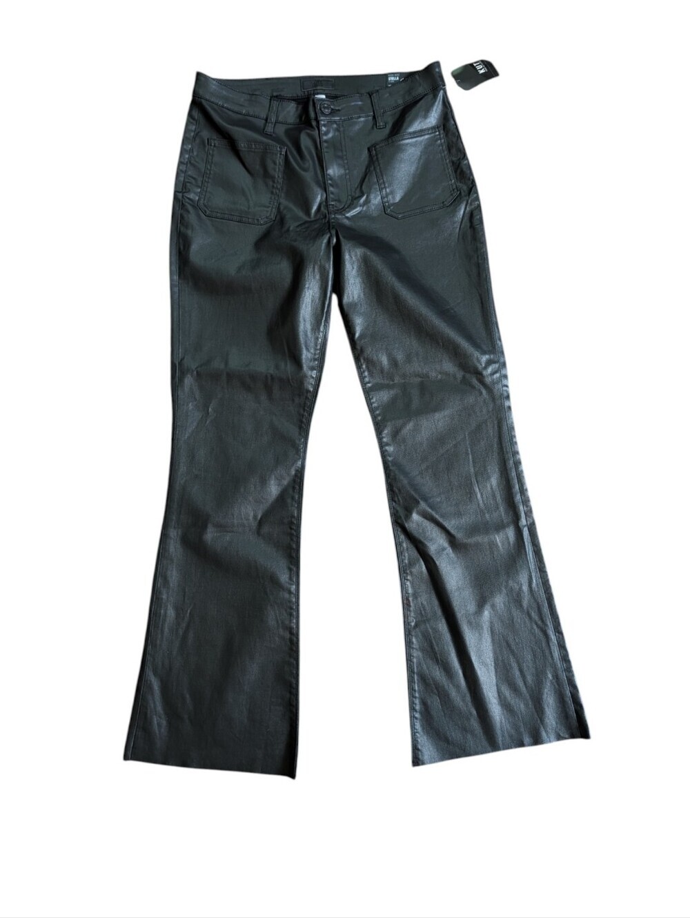 NWT KUT From The Kloth Stella High Rise Faux Leather Flare Pants Black Size 12 - Picture 2 of 9